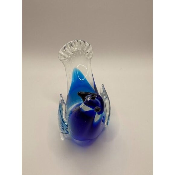 Hand-Blown Murano-Style Glass Blue & Clear Bird Figurine - Picture 10 of 10
